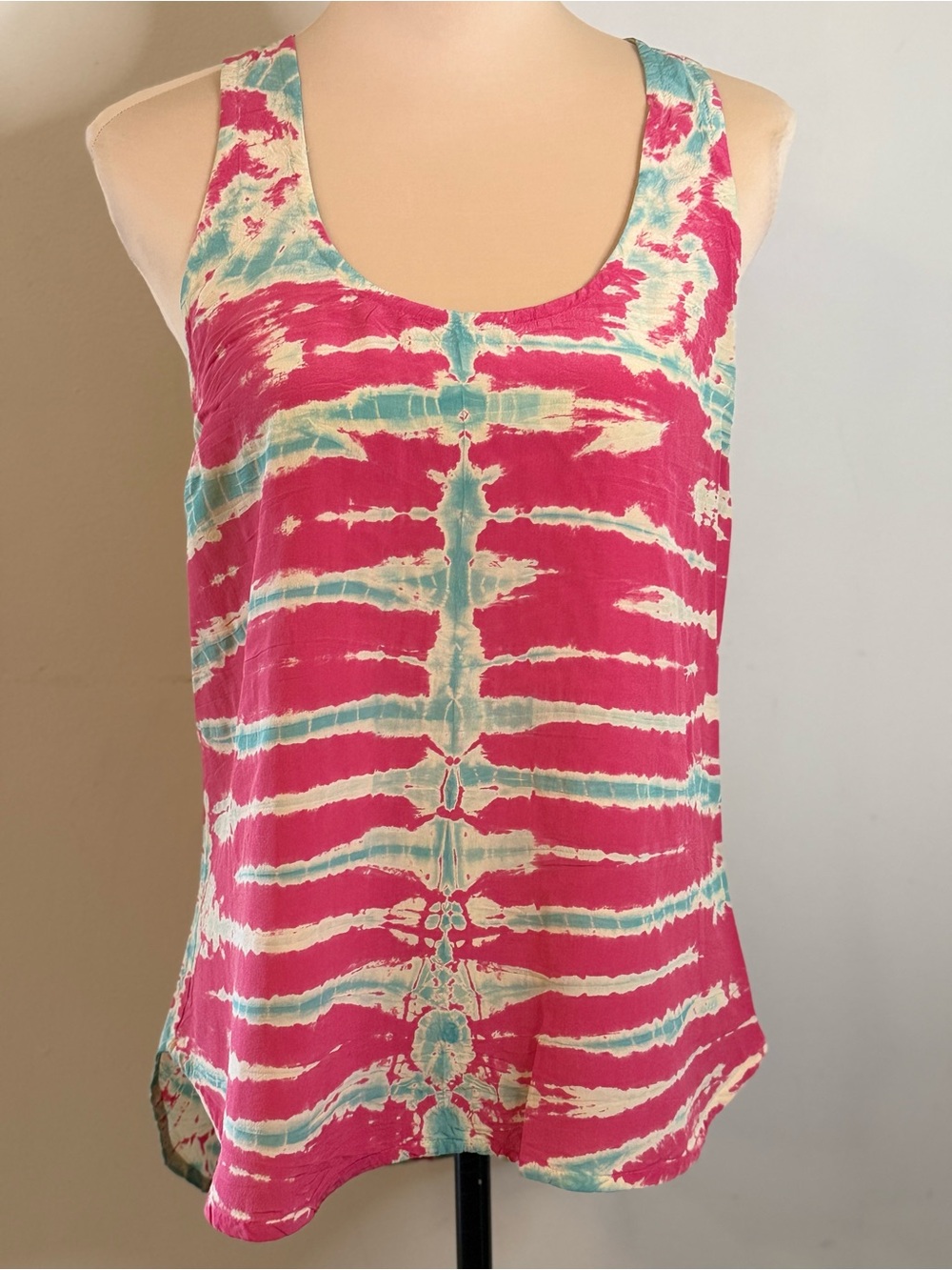 Gypsy 05 silk racer back tank top colorful tie dye  SZ XS